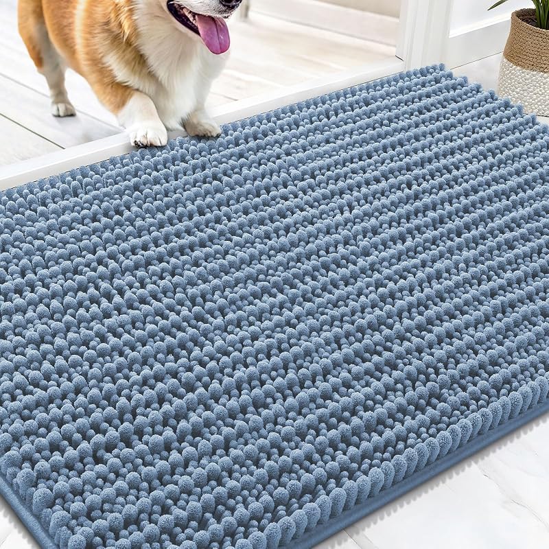 Tapete absorvente para cães em chenille OLANLY, Airy Blue, 76,2 x 50,8 cm