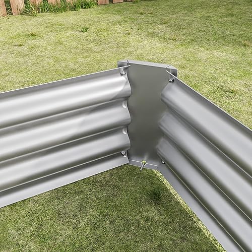 Miniatura 5 de Bi Fang Maceta galvanizada elevada para jardín, para exteriores, para verduras, flores, hierbas, kit grande de metal pesado con estaca de metal para