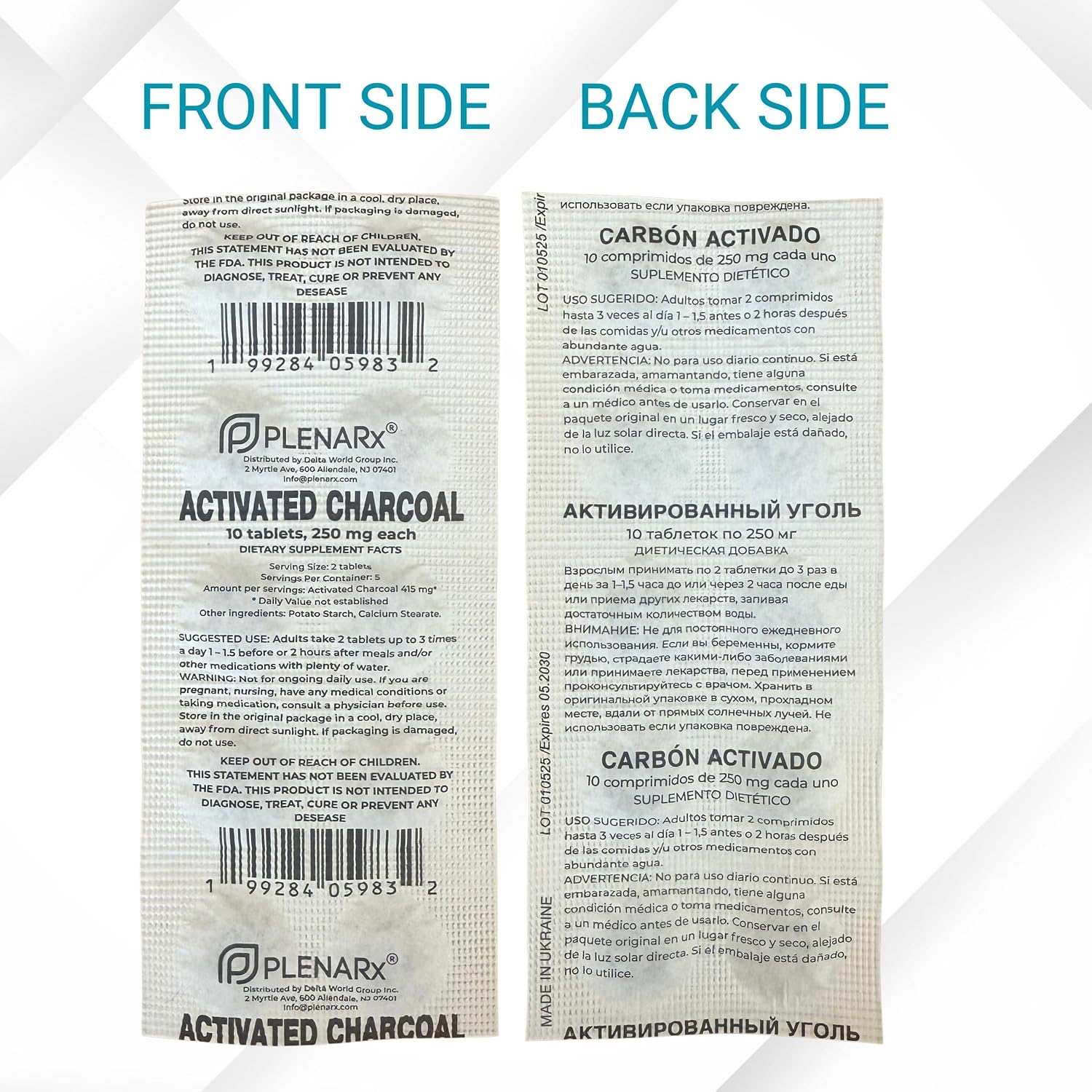 Activated Charcoal Dietary Supplement Easy to Swallow Tablets Individually Packed in Blisters Helps Occasional Gas & Bloating Detox Support Pack of 5 image 2