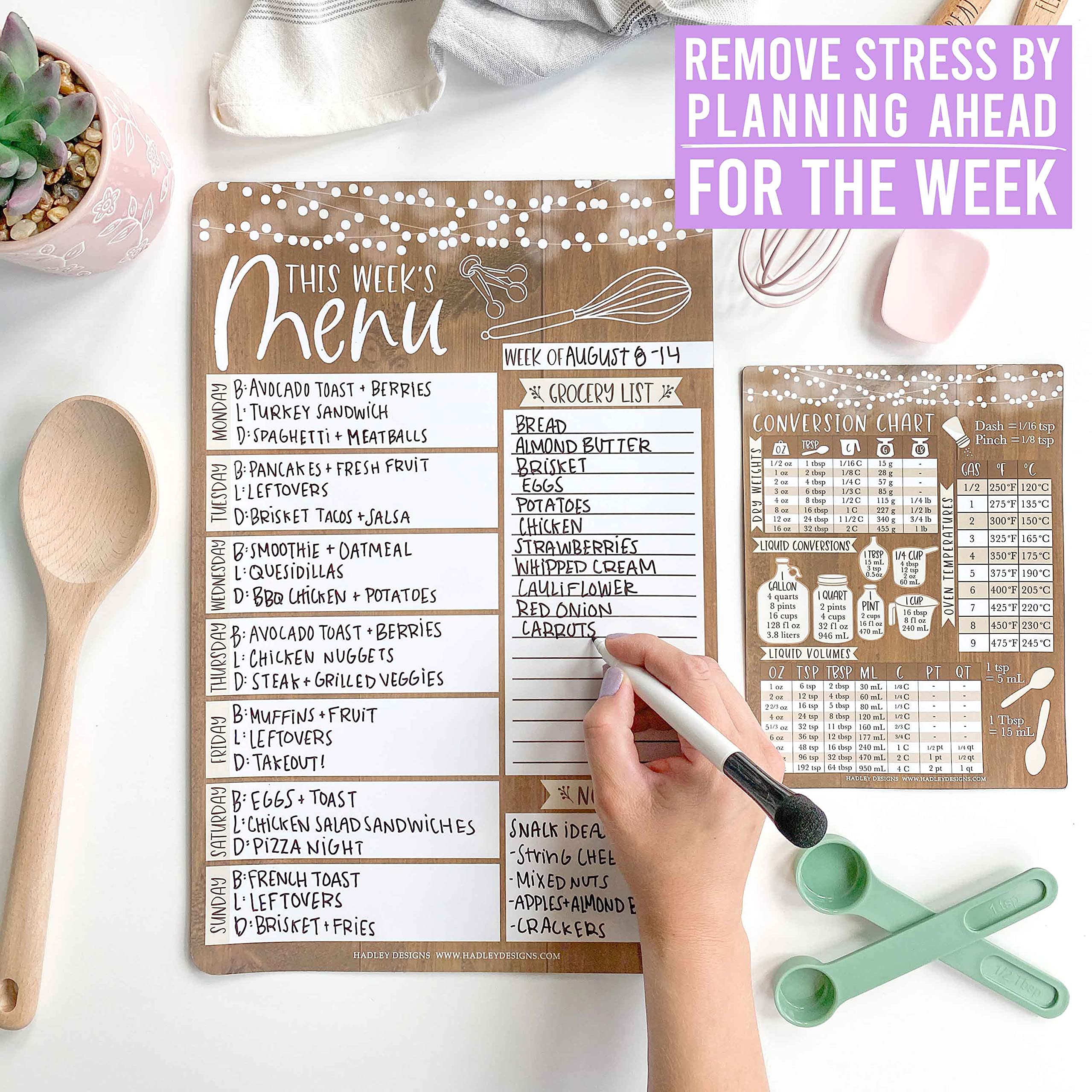 Meal Planner for Refrigerator Rustic Weekly Menu