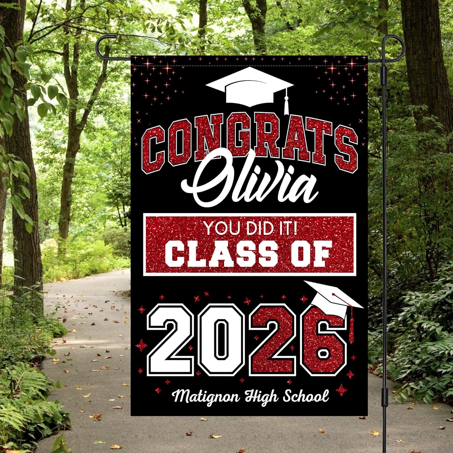 Personalized Graduation Garden Flag 2026, Congrats Graduate Outdoor Banner for Class of 2026, Graduation Flag for Senior, High School or College Graduate, Outdoor Decor Gift for Graduation Season
