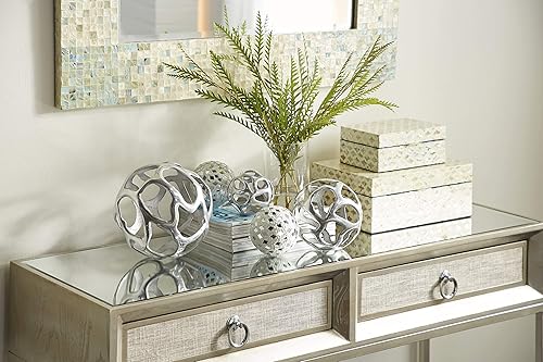 Miniatura 3 de Deco 79 Orbes de mosaico de vidrio hecho a mano y relleno de jarrón, juego de 4 4 "D, blanco