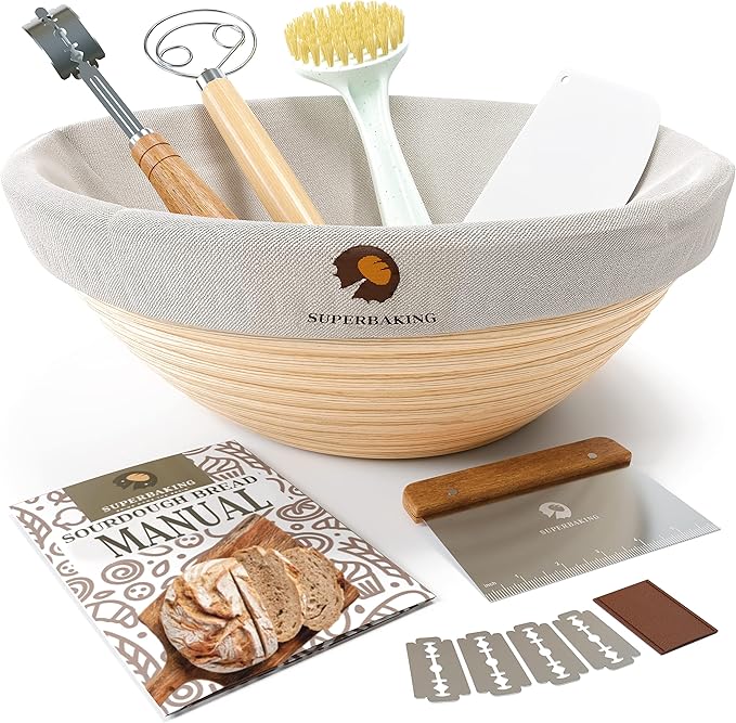 Superbaking Bread Proofing Basket Set, Round 9" Sourdough