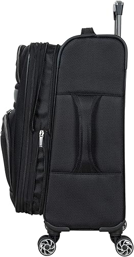 Vista 4 de Kenneth Cole Reaction Rugged Roamer Luggage Collection - Maleta de viaje ligera y expandible con 8 ruedas, Negro -, Rugged Roamer Luggage Collection