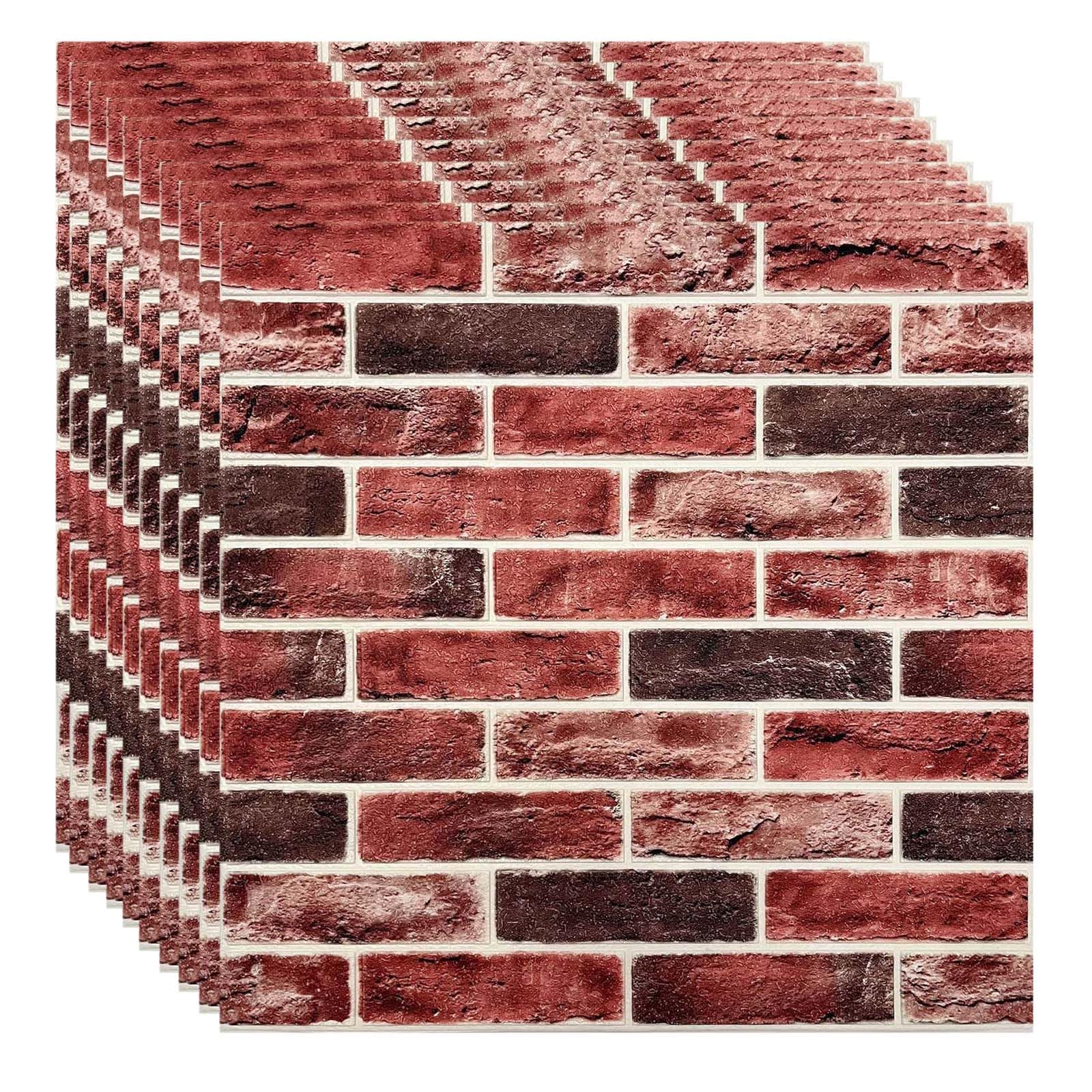 Panneau mural 3D pour cacher un mur abîmé avec revêtement brique autocollant 10 pces