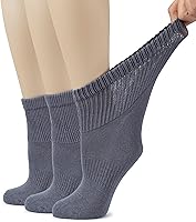 Vista 33 de Hugh Ugoli Calcetines tobilleros de algodón para mujer para diabéticos, anchos, sueltos, elásticos, puntera sin costuras, semiacolchado superior sin