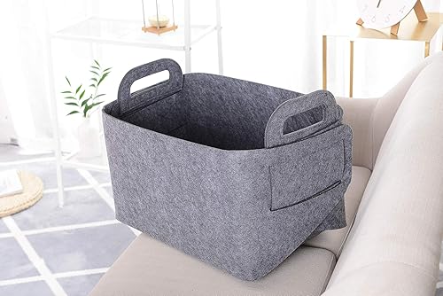 Miniatura 2 de Minoisome - Canasta organizadora de fieltro plegable y práctica con asas, para oficina, dormitorio, armario, habitación de bebé, juguetes, DVD,