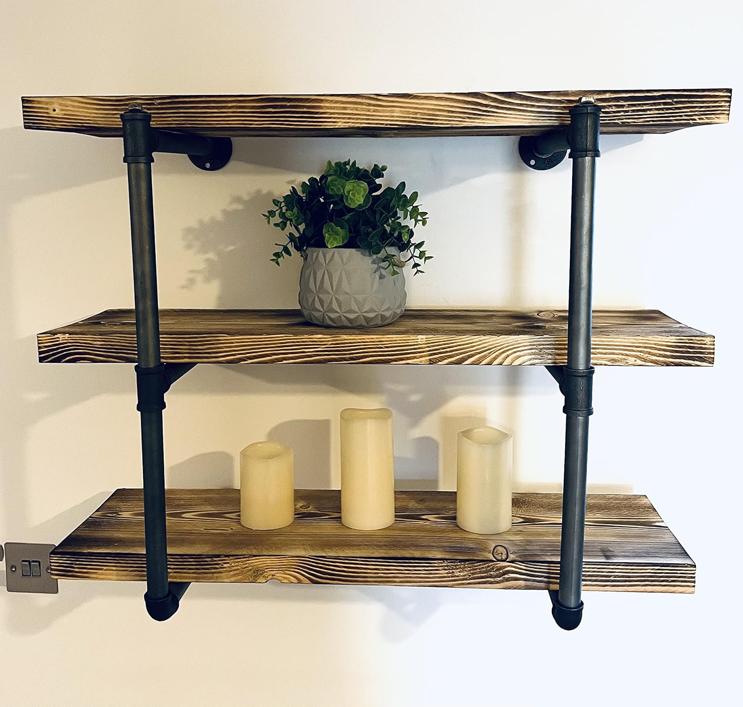 Rustic Industrial Pipe Fitting, Scaffold Shelving Unit, 800mm Wide