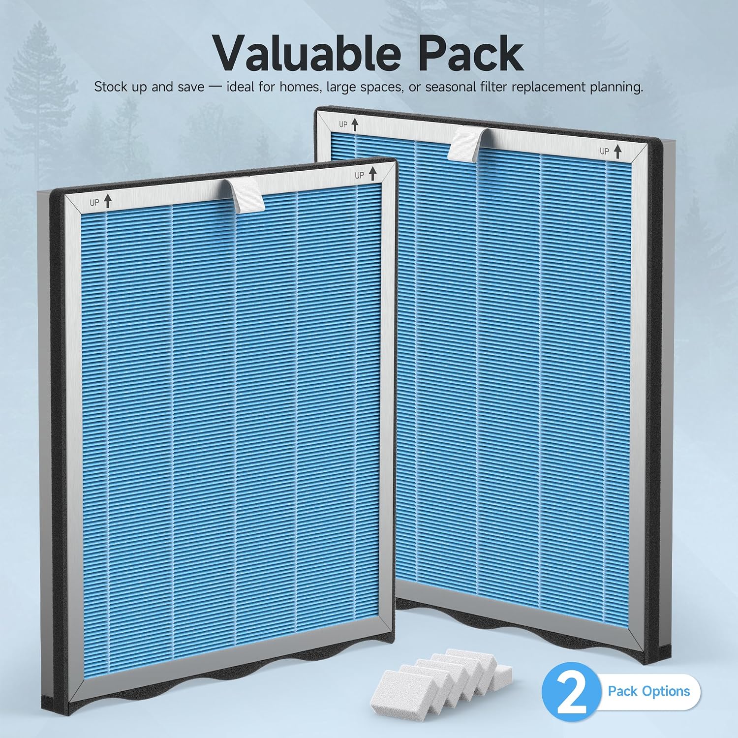 2 Packs APH4000 True HEPA Replacement Filter Compatible with KNKA APH4000 Air Purifi-er with 6 Aroma Pads, Pet Care Filter – Purple