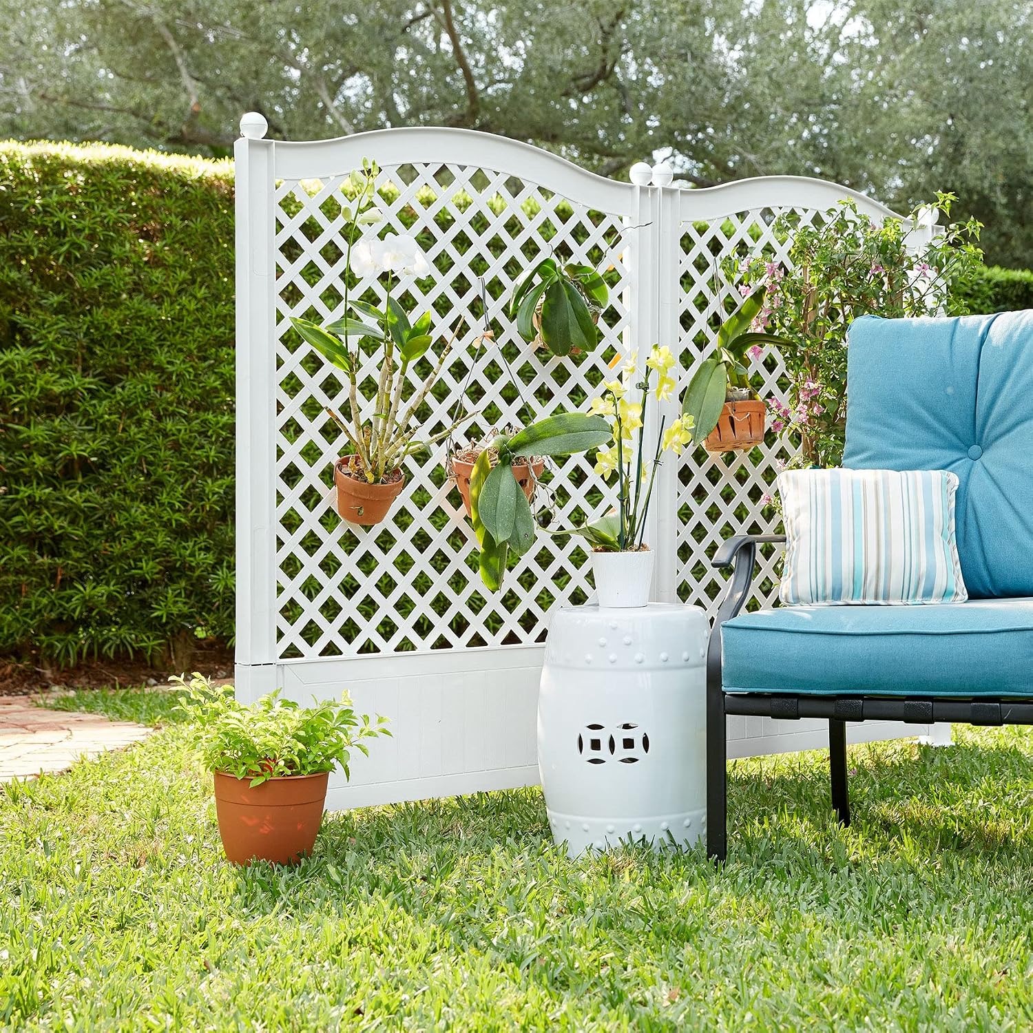 BrylaneHome Trellis Fence, Set of 2, White