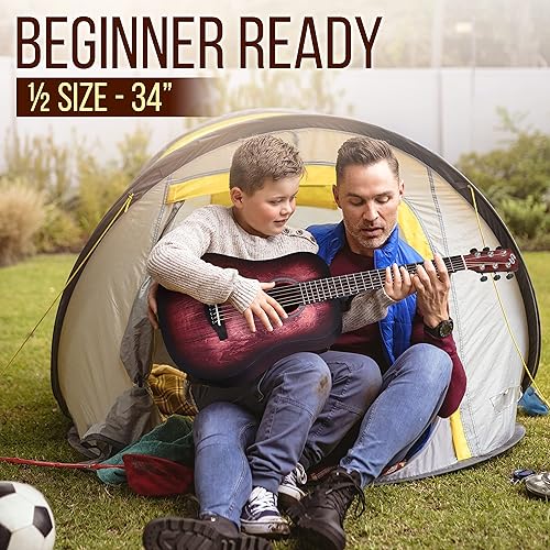 Vista 21 de Pyle Kit de guitarra acústica, 3/4 tamaño junior, instrumento de cuerda de acero de madera para principiantes, adultos, 36 pulgadas, gris oscuro mate