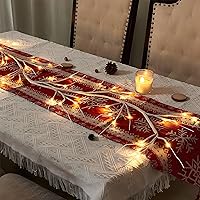 Vista 2 de Lighted Birch Garland 6FT 48 LED Battery Operated with Timer for Christmas Fireplace Mantle Table Decoration Indoor Outdoor Use