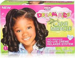 African Pride Dream Kids Olive Miracle Relaxer Regular - Contains Olive Oil, Helps Strengthen & Protect Hair, 1 Kit