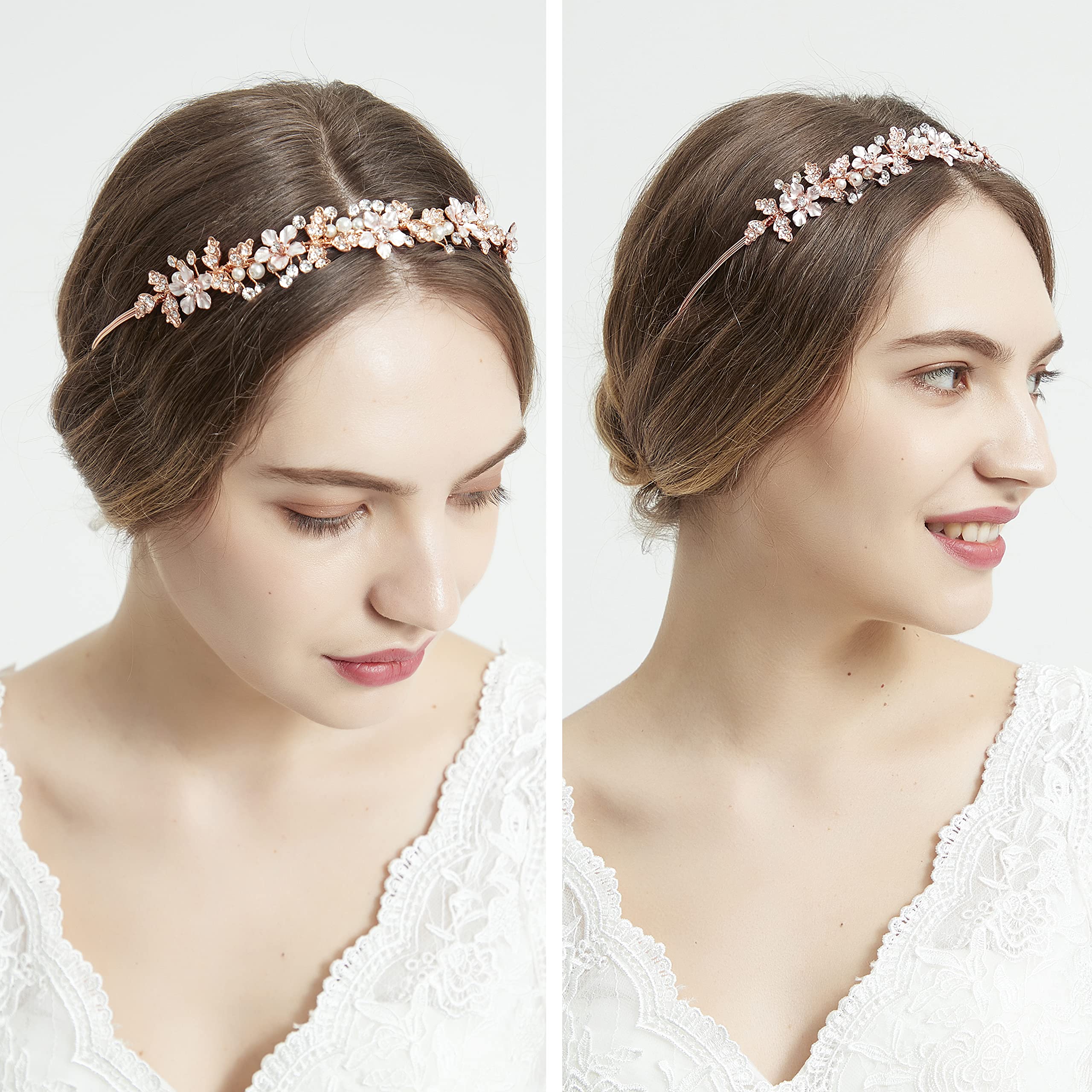 Amazon.com: Oriamour Rose Gold Flower Girl Headband With 