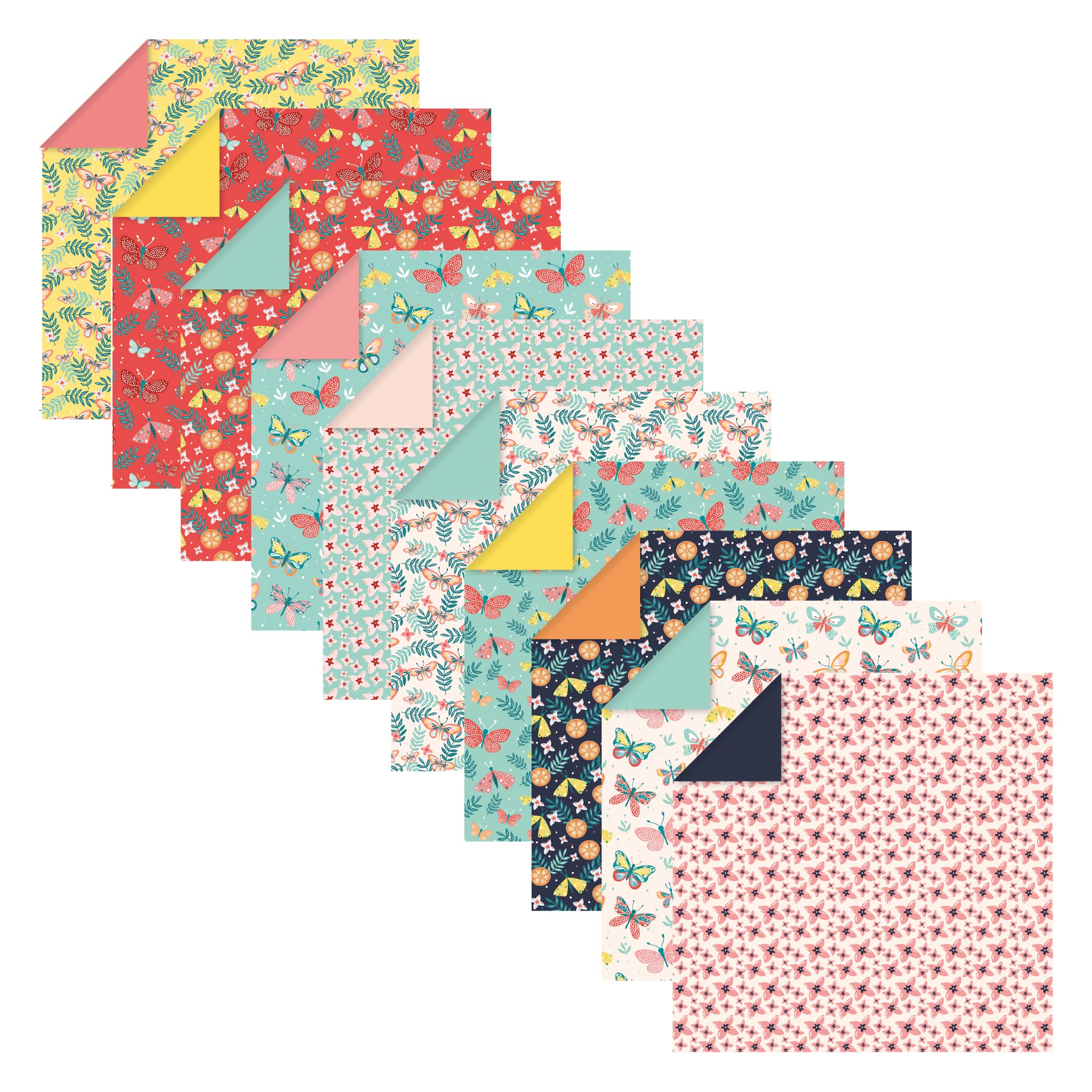 Clairefontaine Origami Jardin Fruité – 60 Feuilles 15x15 Cm 70g/m², 30 Motifs Colorés Recto-Verso, Idéal Enfants Et Adultes