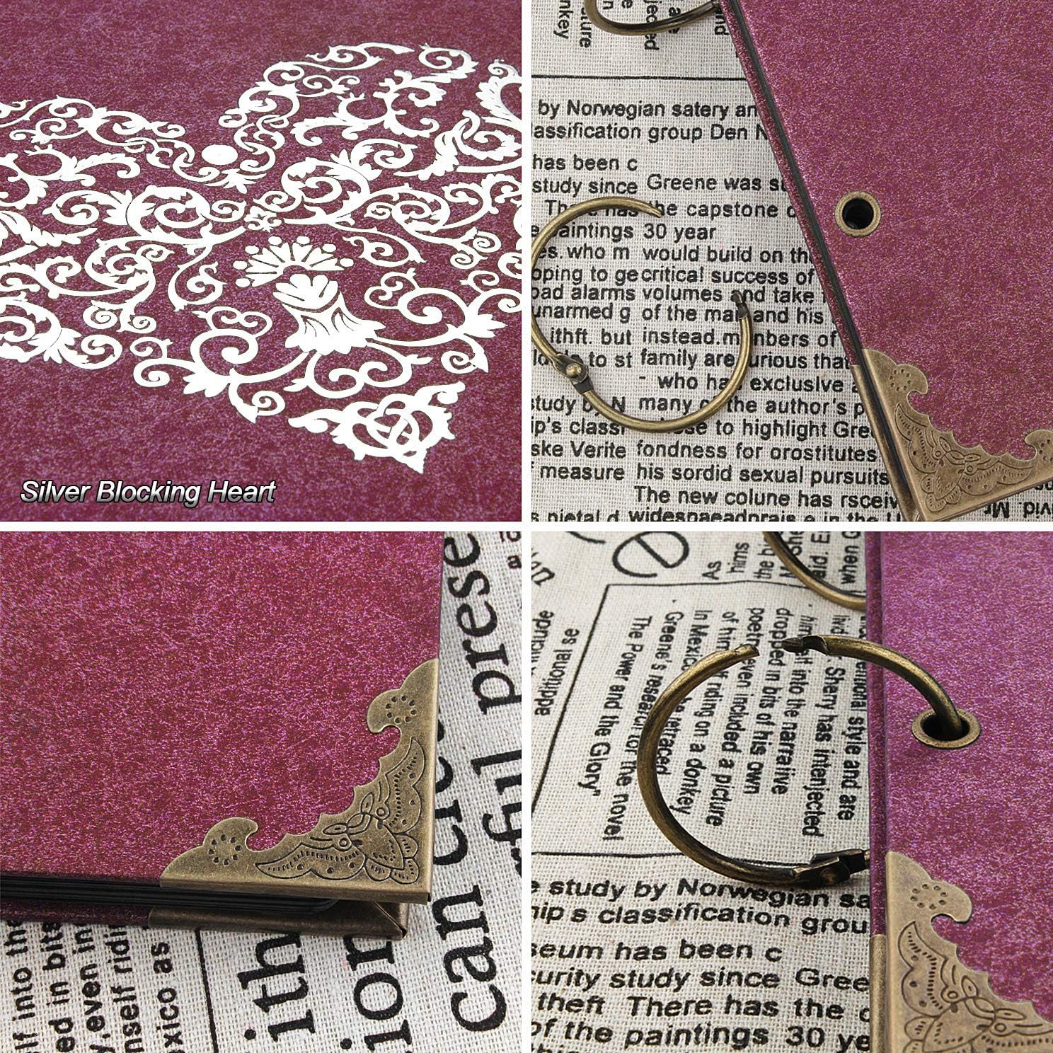 🔥 Hоt Dеаlѕ ADVcer Photo Album and DIY Scrapbook, 10x10 inch 50 Pages Double Sided, Vintage Hardcover Three-Ring Binder Picture Booth Albums with 6 Colors 408pcs Self Adhesive Photos Corners for Memory Keep (Red)