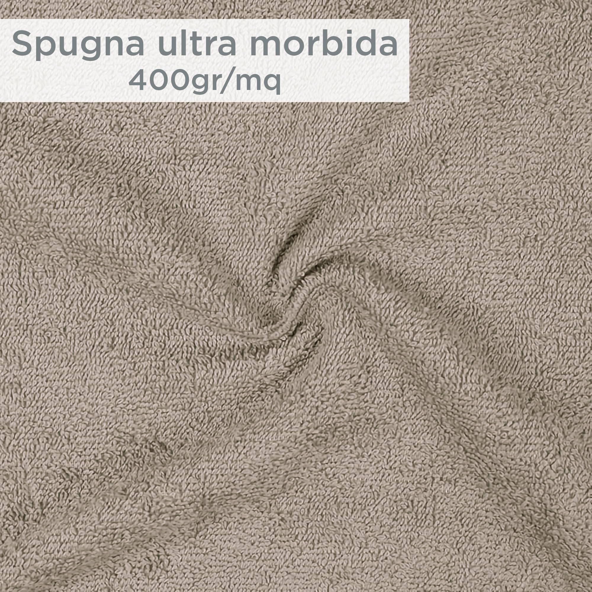Asciugamani Bagno Viso e Bidet in Puro Cotone Set 12pz 6+6 Ricamati in Morbida Spugna 400 gr Viso 55x100 cm e ospite 40x60 cm