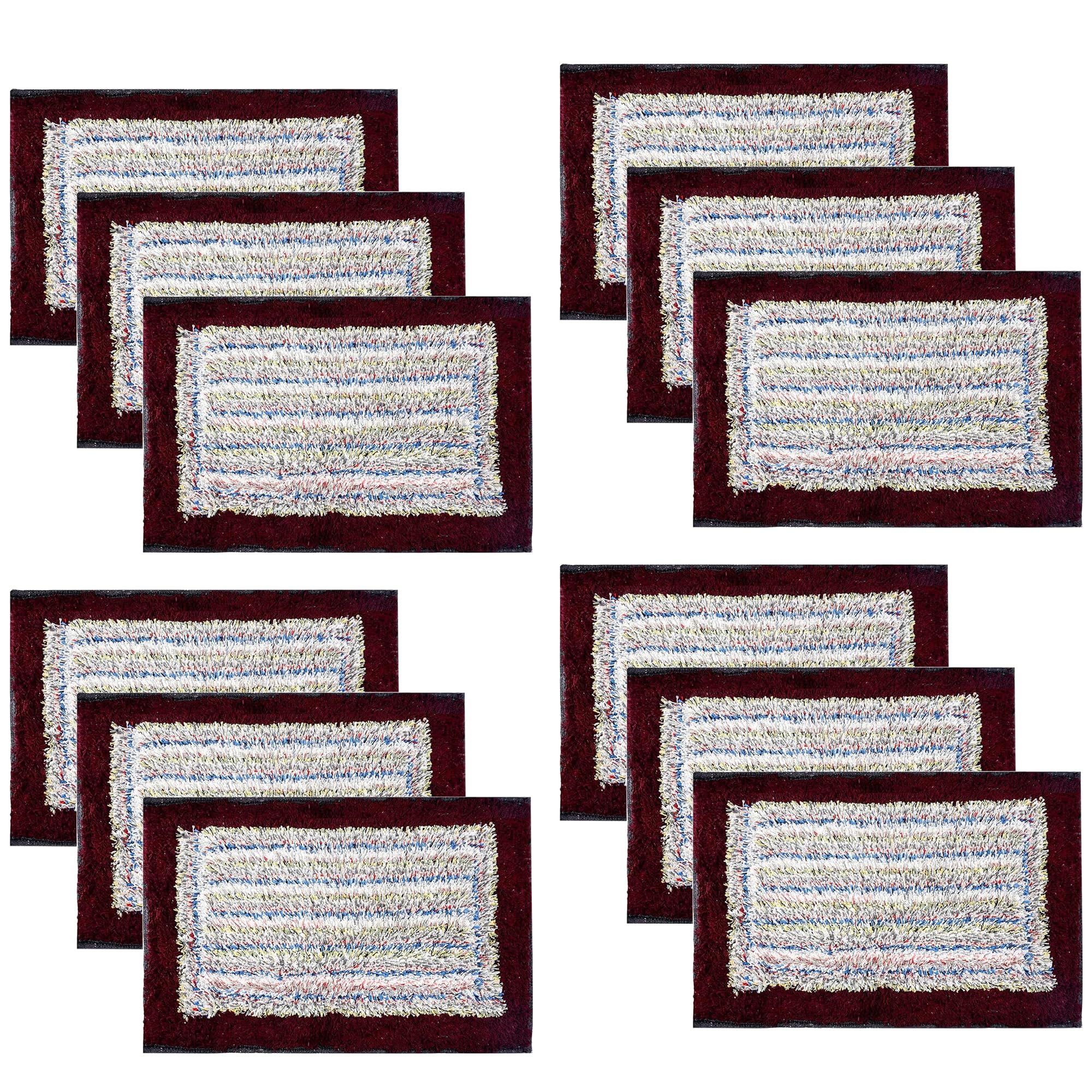Kuber Industries Pack of 12 Doormat | Foot Mats for Home Entrance | Anti-Skid Floor Mat | Door Mats for Office | Cotton Border Design | Maroon (B0DB1QZ9NV) Amazon Price History, Amazon Price Tracker