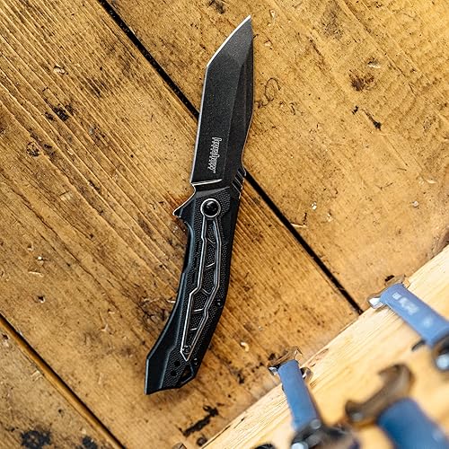 Miniatura 3 de Kershaw Cuchillo de bolsillo plano, hoja negra de 3.125 pulgadas con mecanismo de apertura SpeedSafe, mango de nailon relleno de vidrio con bloqueo