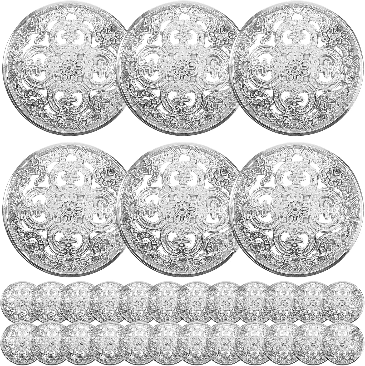 Milisten 30pcs Metal Round Flat Buttons - Coats, Jacket, Shirt, Suit, Trousers Buttons for DIY Craft Sewing -Silver 18mm