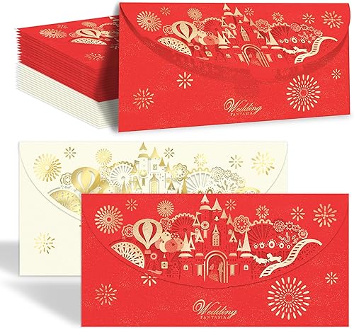 Vista 8 de Paquete de 20 sobres de dinero de boda para regalos en efectivo, sobres de papel de aluminio dorado y corte láser con diseño floral para dinero