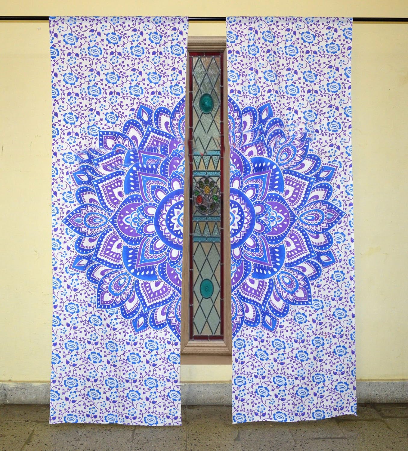 Sophia Art Beautiful Flower Ombre Mandala Tapestry Curtains