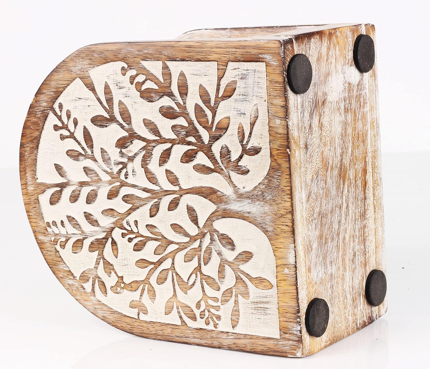 Mother’s Day Wooden White Wash Tree of Life Napkin Holder, Decorative Tissue Paper Holder, Farmhouse Napkin Stand for Dining Table, Kitchen Counter Tissue Organizer, Gifts for Mom