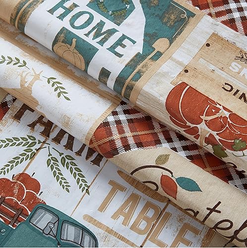 Miniatura 4 de Newbridge Mantel de vinilo con parte trasera de franela de otoño de Brookside, color azul turquesa, mantel de vinilo de granja a mesa, Acción de