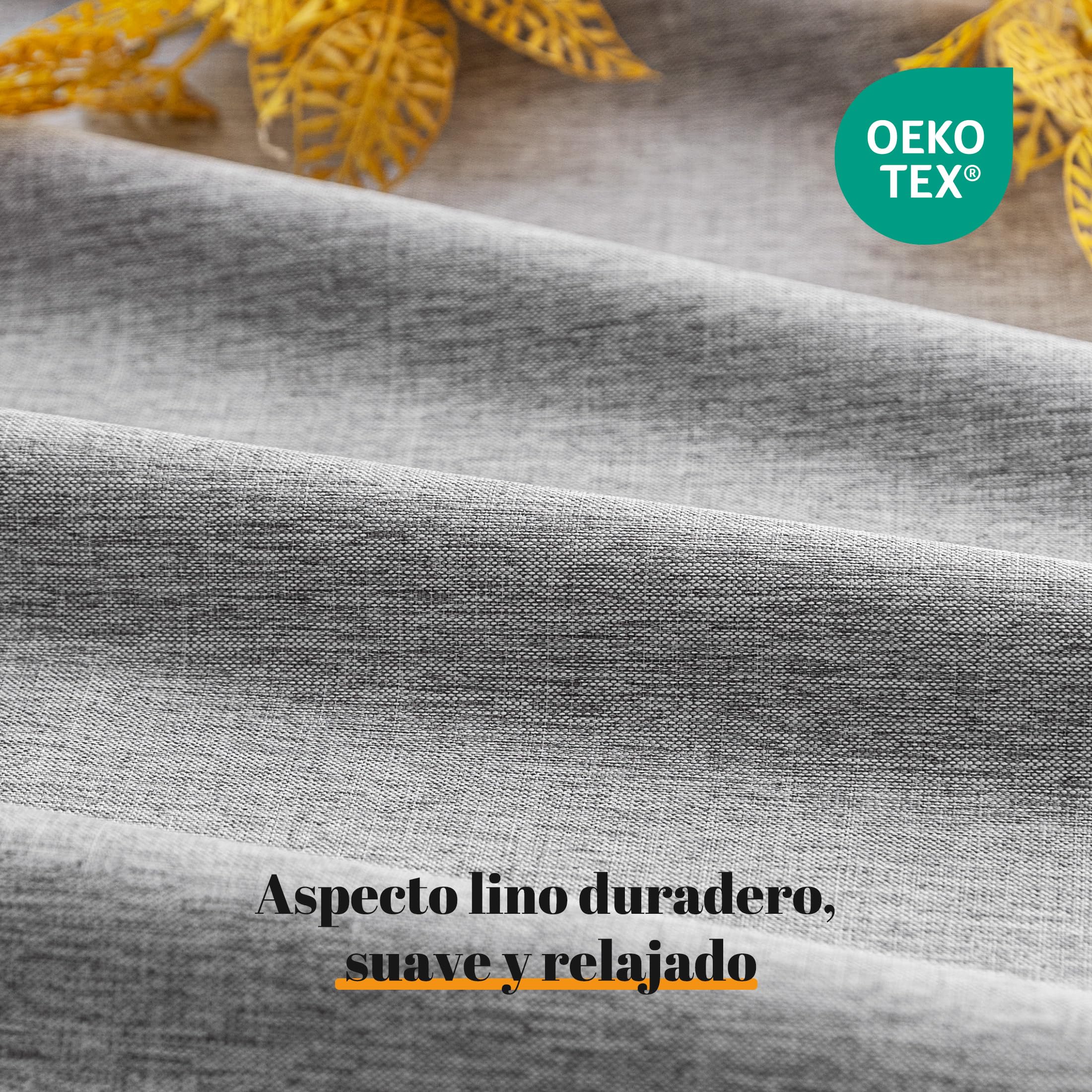 Sonive Cortinas Blackout 100%, Juego de 2 con Ojales, H300 x L145 cm, Cortinas con Aspecto de Lino Térmicas para Dormitorio, Salón Gris