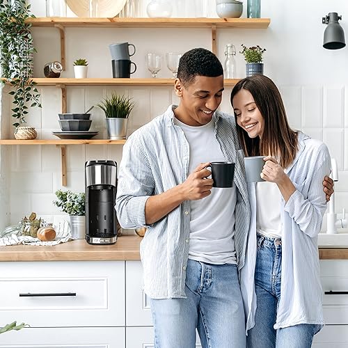 Miniatura 7 de Mixpresso Cafetera de una sola porción para café molido y compatible con cápsulas K Cup, con taza de viaje de 14 onzas y filtro reutilizable para el