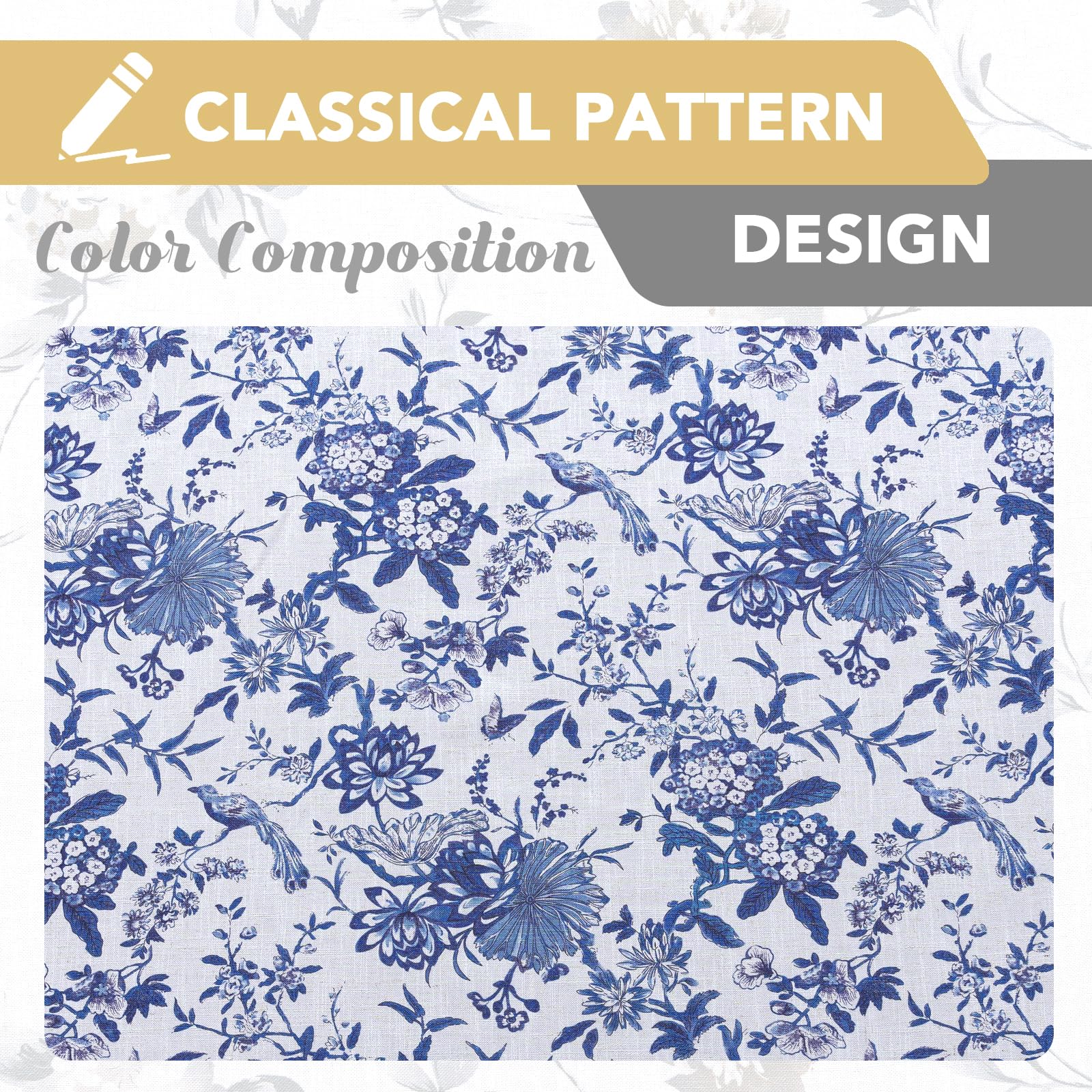 Floral Linen Curtains - Blue Farmhouse Drapes -5 Floral Linen Curtains - Blue Farmhouse Drapes -5