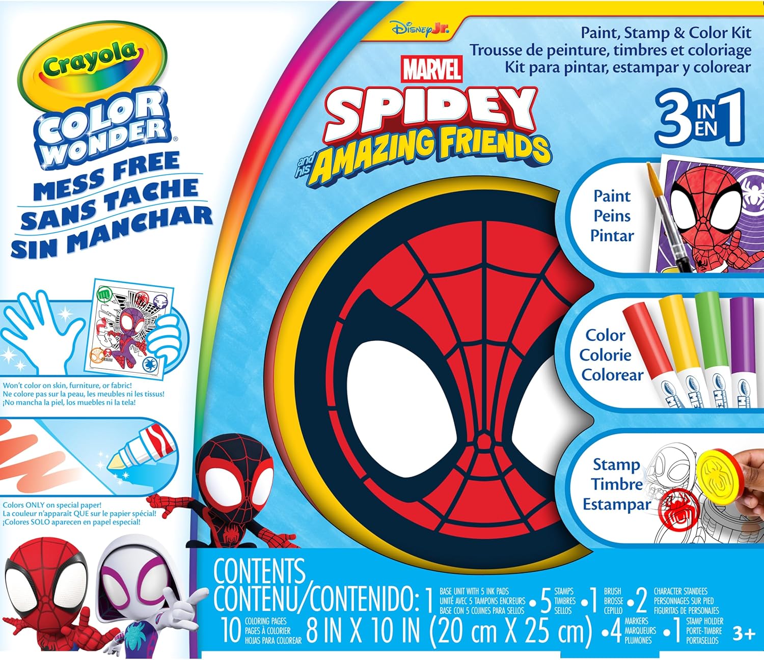 Crayola Color Wonder 3in1 Spidey & His Amazing Friends Kit – Spiderman Mess Free Coloring Set, Travel Activity, Gift for Toddlers, Ages 3+