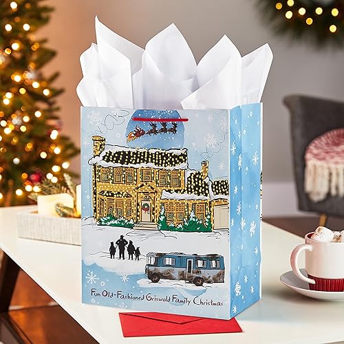 Miniatura 8 de Hallmark Bolsa de regalo grande de elfo de 13 pulgadas con papel de seda (cita de película "La mejor manera de difundir la alegría navideña") para
