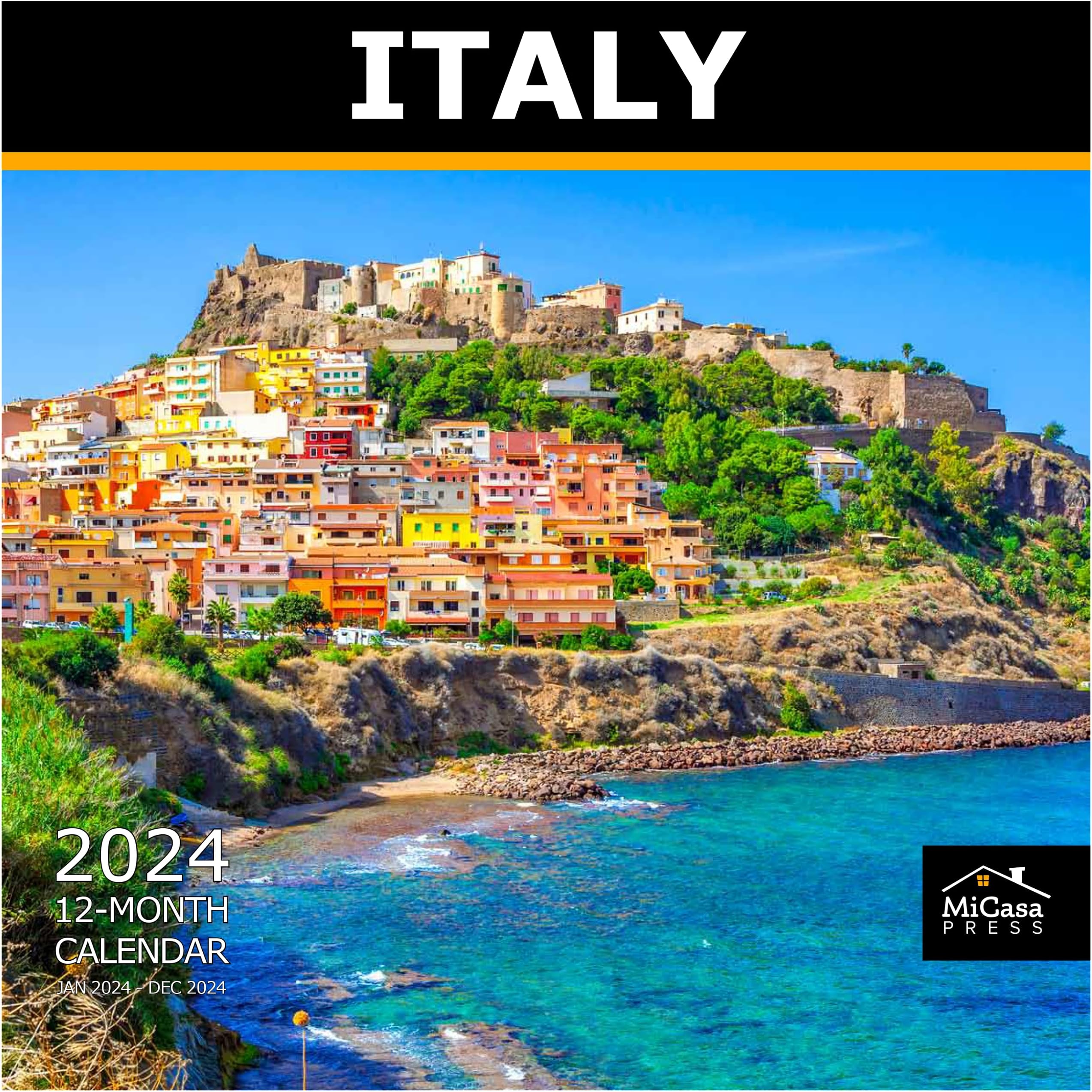 MICASA Italy 2024 Hangable Monthly Wall Calendar | 12" x 24" Open | Thick & Sturdy Paper | Giftable | Scenic Nature Travel | The Perfect Italian Getaway