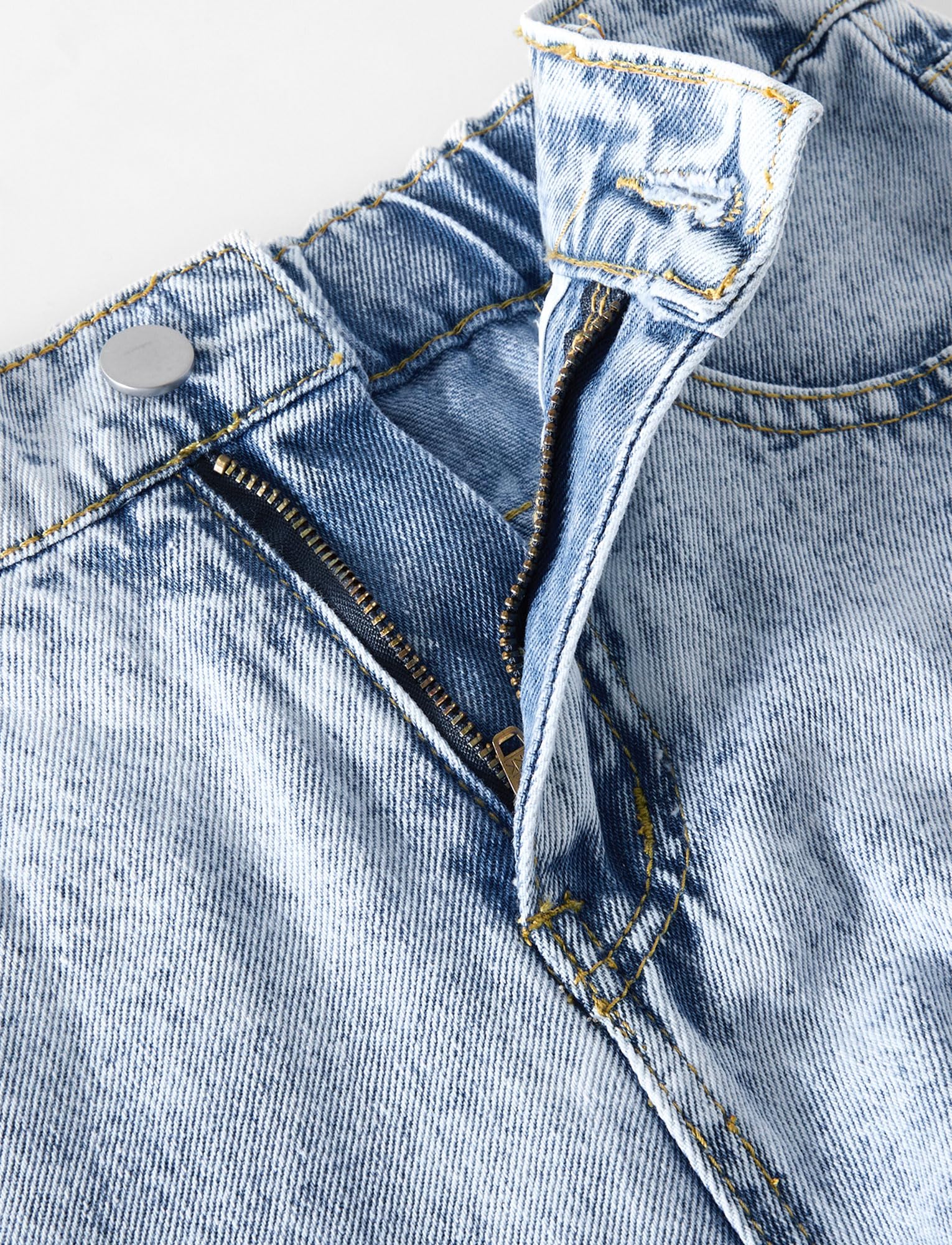 Maeau Pantalones vaqueros rasgados de pierna ancha para niñas, pantalones vaqueros estampados, rectos, holgados, con cintura elástica y bolsillos, 5-14 años, altura 120-160 cm