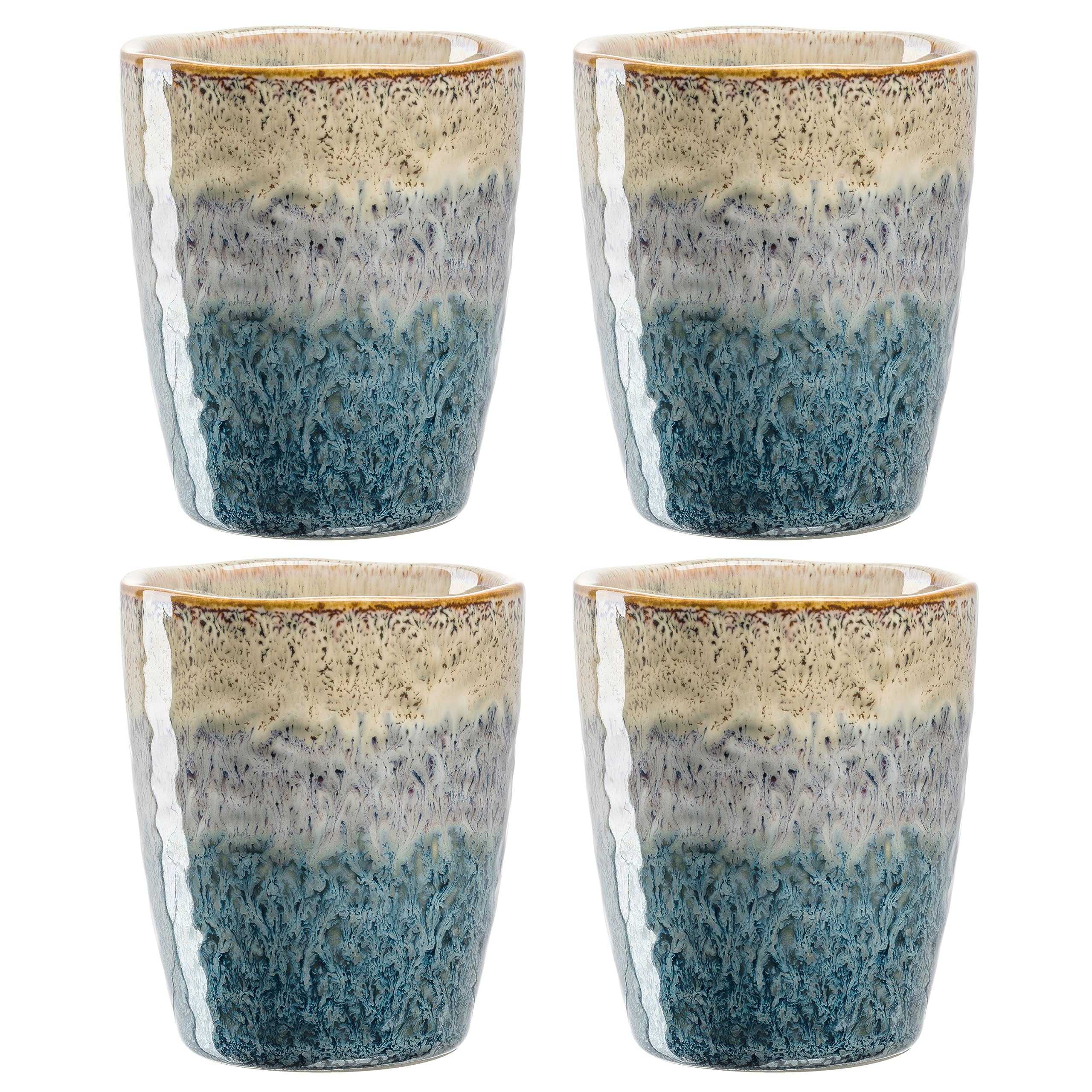 LEONARDO HOME Matera 4-częściowy zestaw kubków – duże kubki ceramiczne – pojemność 300 ml – ręczne wykonanie – nadają się do kuchenki mikrofalowej, nadają się do mycia w zmywarce – zestaw 4 szt. w