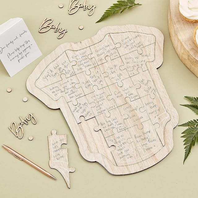 Ginger Ray Botanical Baby Shower Alternative Guest Book Grow Wood