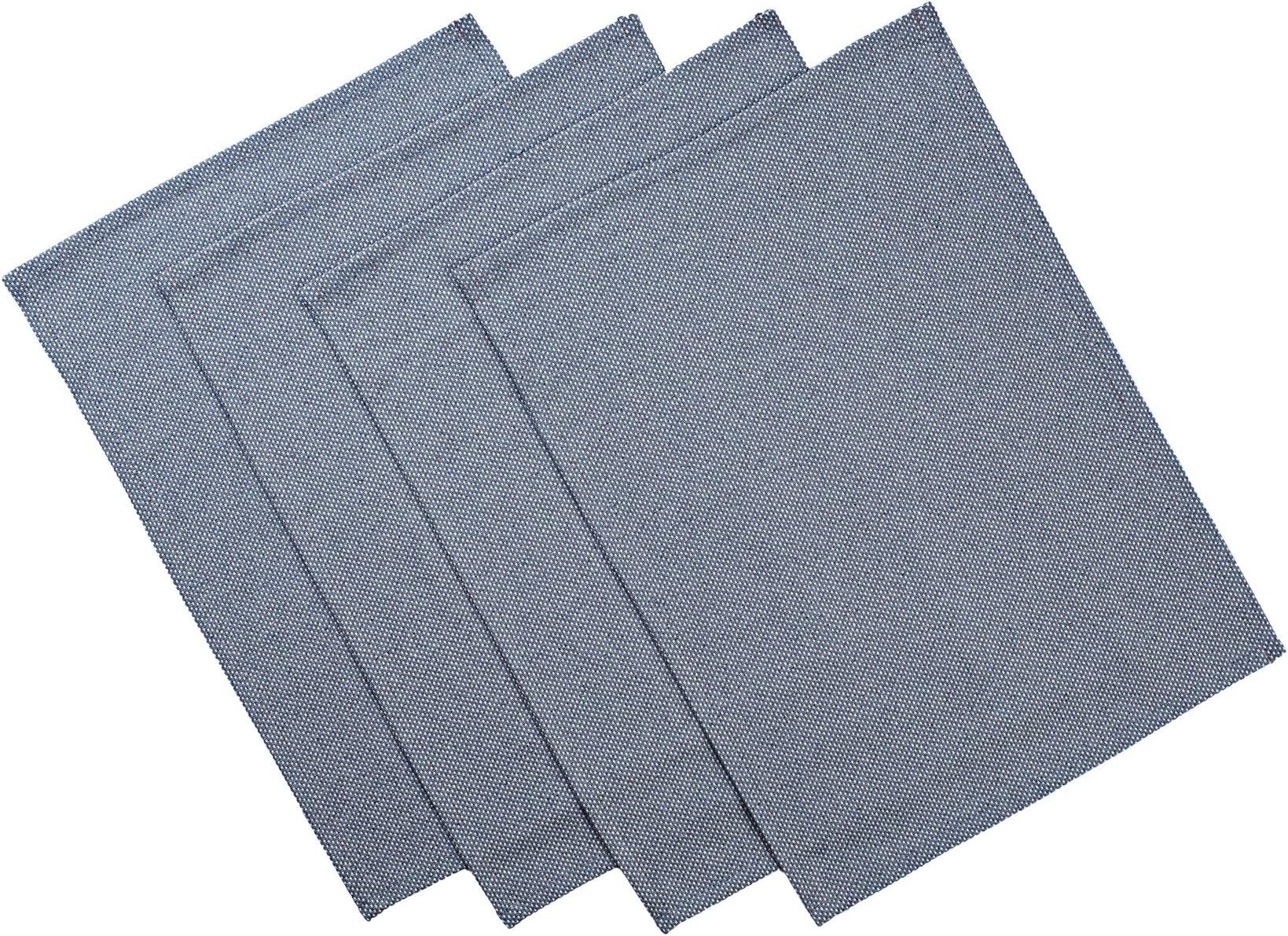 MEEMA Rustic Placemats | Eco Friendly Upcycled Denim and Cotton Cloth Placemats Set of 4 - Blue | Handcrafted, Washable Place Mats for Dinner Table, Everyday Use and Special Occasions | 14 x 20 in.