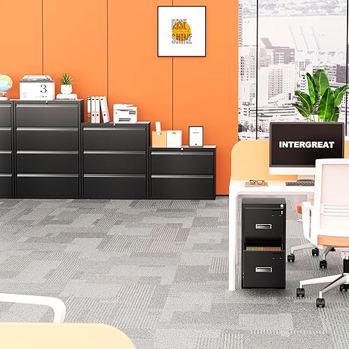 Miniatura 24 de INTERGREAT Archivador lateral de 4 cajones, archivador lateral blanco con cerradura, archivadores horizontales de acero metálico para oficina