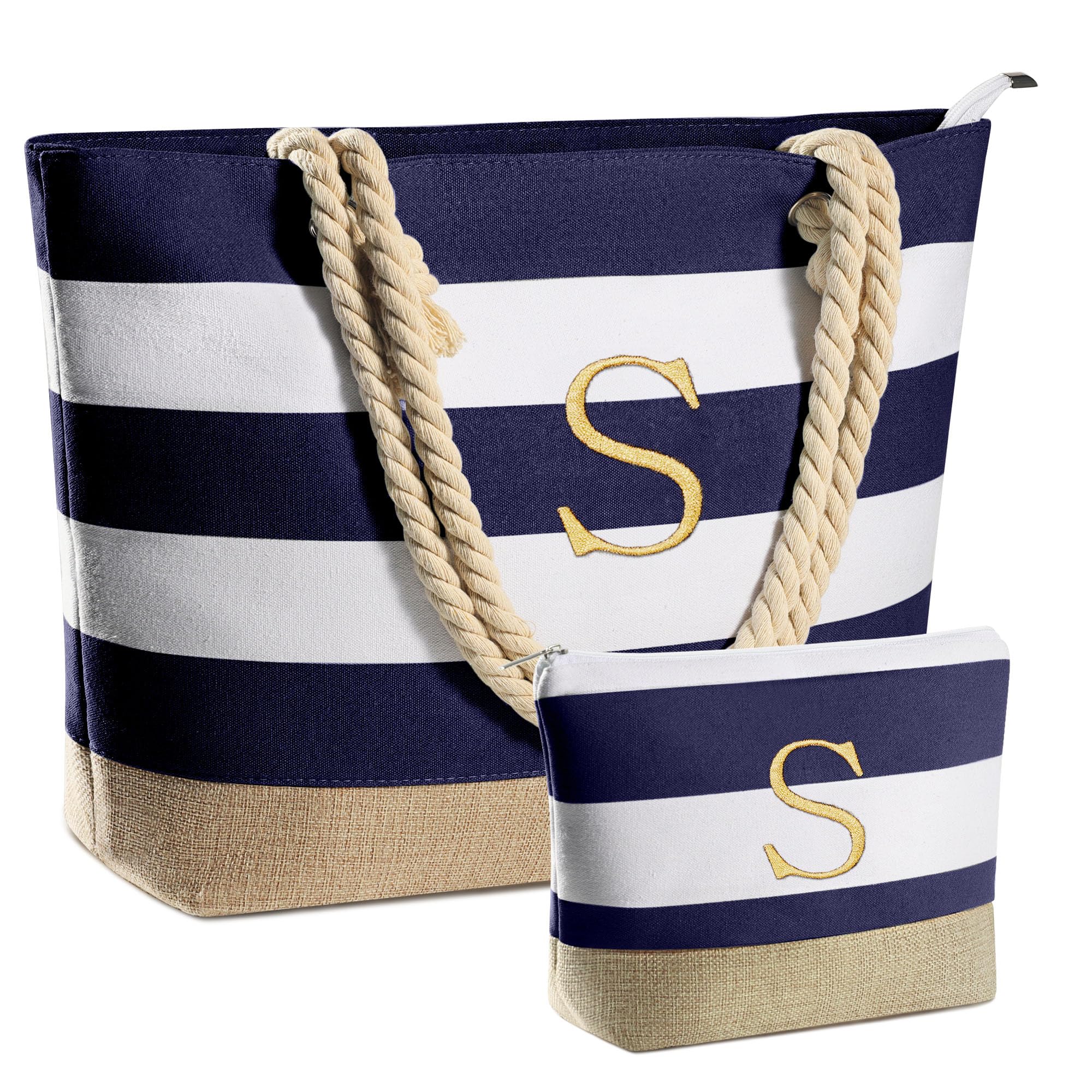 YOOLIFE Beach Bags for Women - Travel Canvas Beach Tote, Pool Waterproof Bag, Travel Essentials, Gifts for Women Birthday S Dark Blue