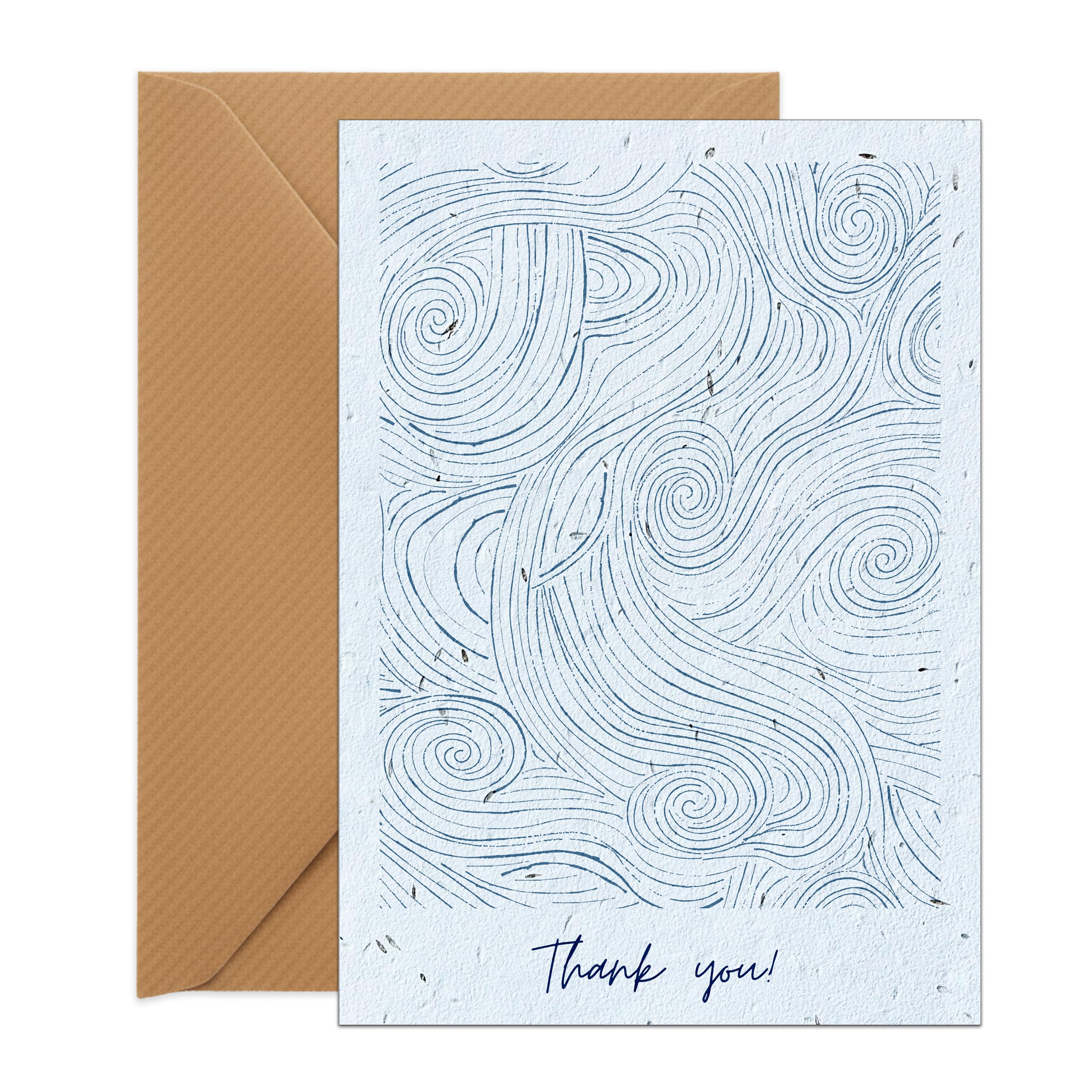 UK Seed Paper Eco Friendly Thank You Card Seeded Swirls Standard Size (105 x 148mm Folded), Wild Flower Thank You Card and Seed Envelope — image 1