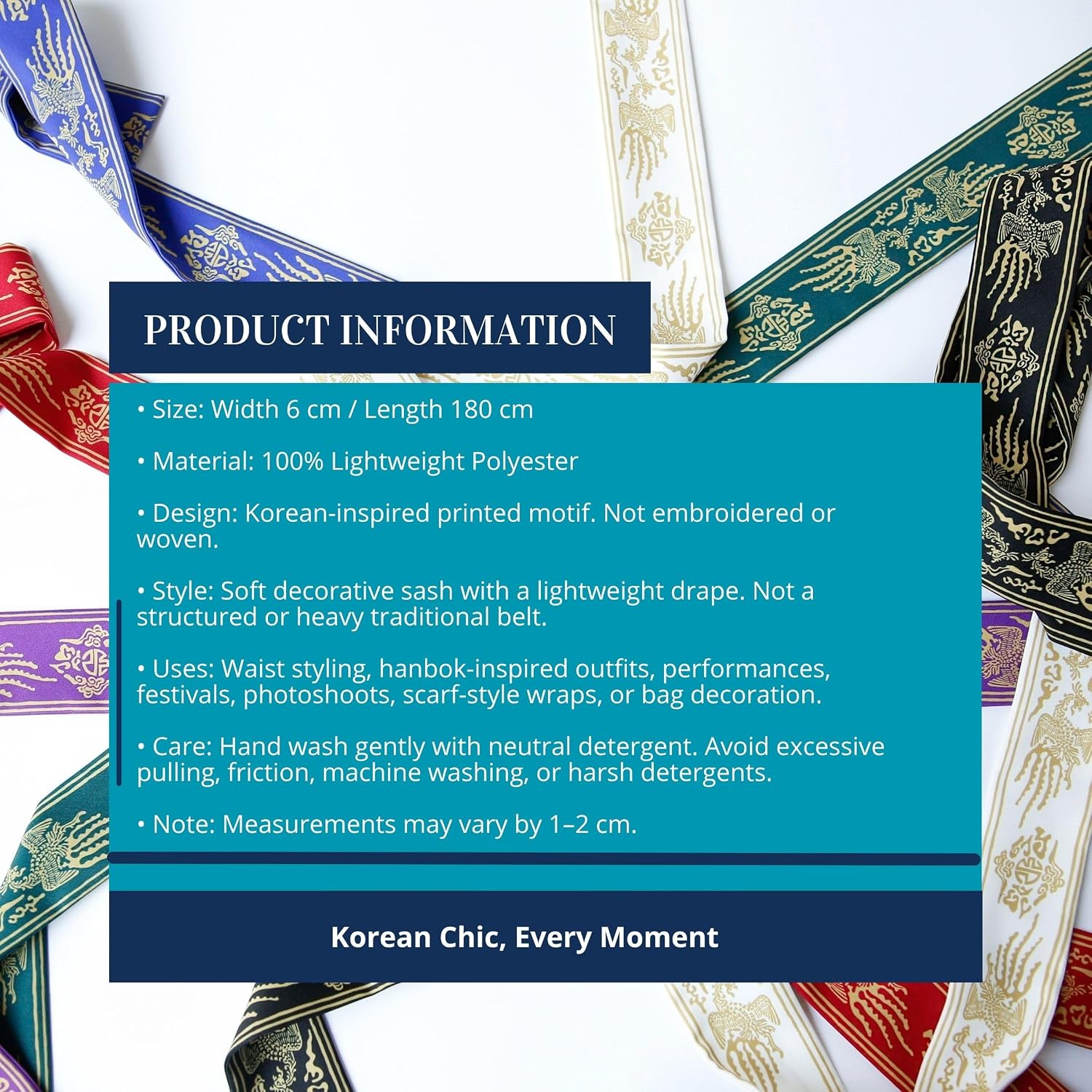 Wonsam Modern Hanbok Waist Sash Belt for Women, Fashion Scarf