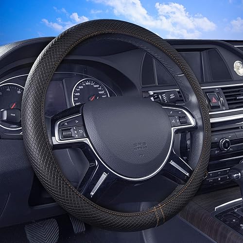 Miniatura 2 de FH Group Funda de cuero sintético de doble material de silicona antideslizante de máxima protección flexible para volante que se adapta a la mayoría