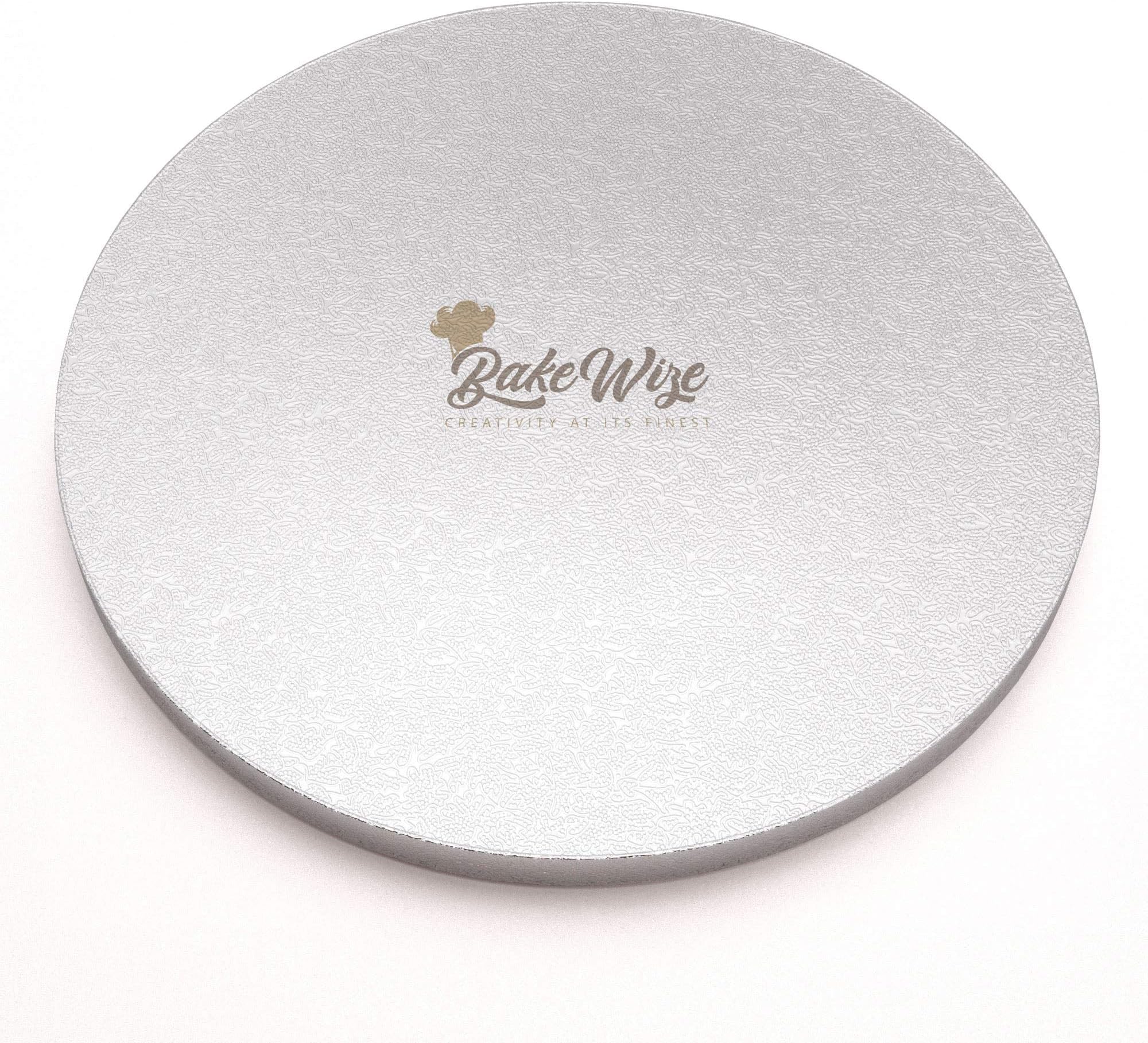 Cake Drum 16 Inch Large Round Board Durable Thick Smooth Edge Elegant Design Cake Tray Beautiful Silver Liner 16 by Half Inch by BakeWize