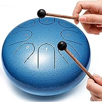 Vista 2 de Tambor de lengüetas de acero, instrumento de percusión, tambor de mano, tambor para chakras con bolsa de viaje acolchada, mazos, para meditación