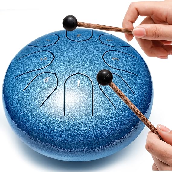 Steel Tongue Drum 6 Inch 8 Notes Musical Instrument, Rain Drum Style Gift