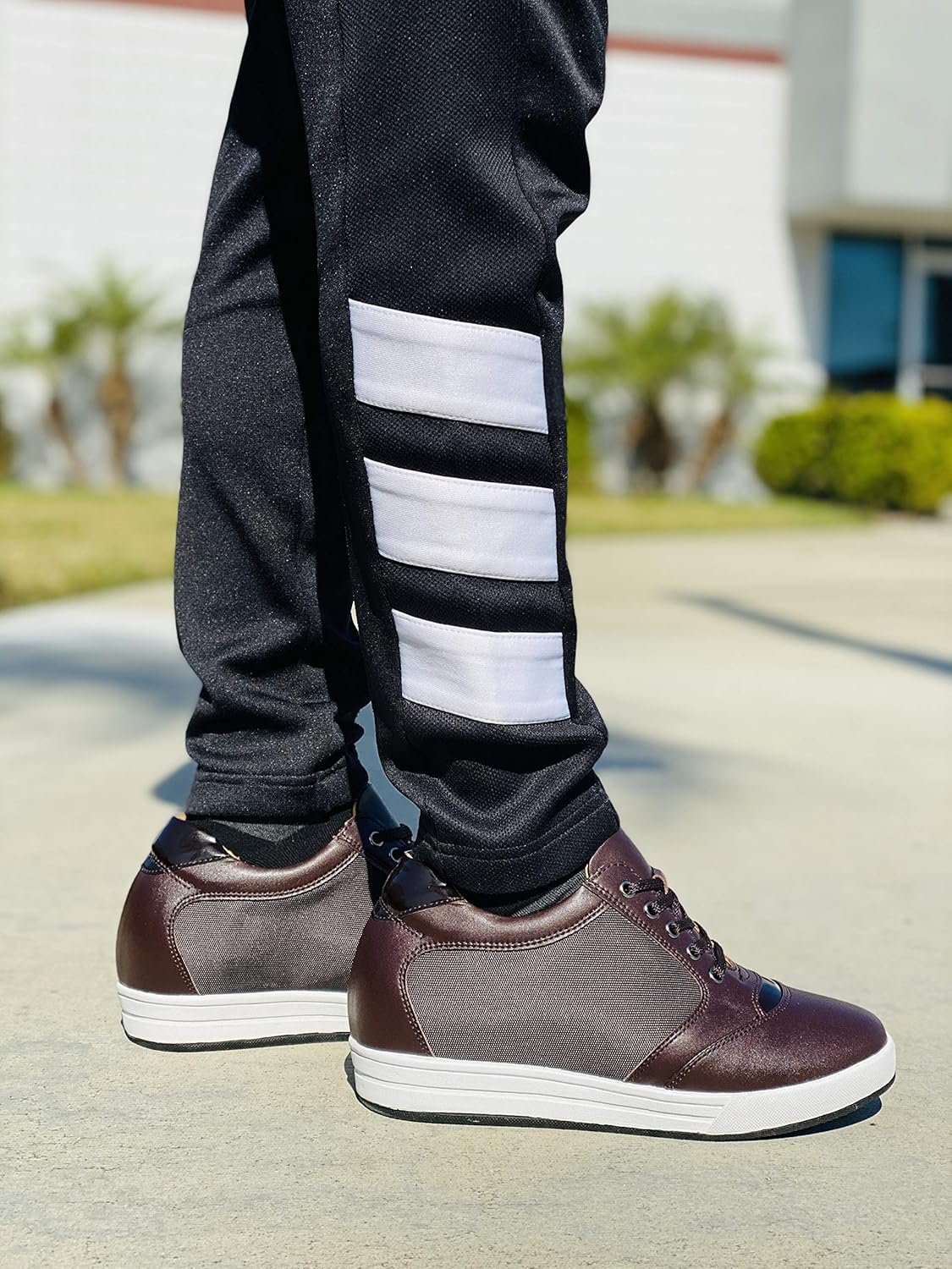 TOTO Men's Invisible Height Increasing Elevator Shoes - Dark Brown Leather/Mesh Lace-up Casual Fashion Sneakers - 3.2 Inches Taller - A53271 - Size 9 D(M) US - Image 6