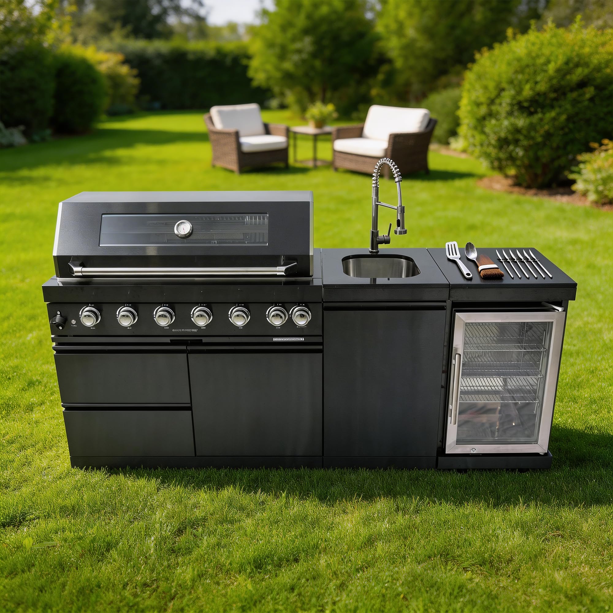 Dvasovio 82-Inch 6-Burner Propane Gas Outdoor Grill Island