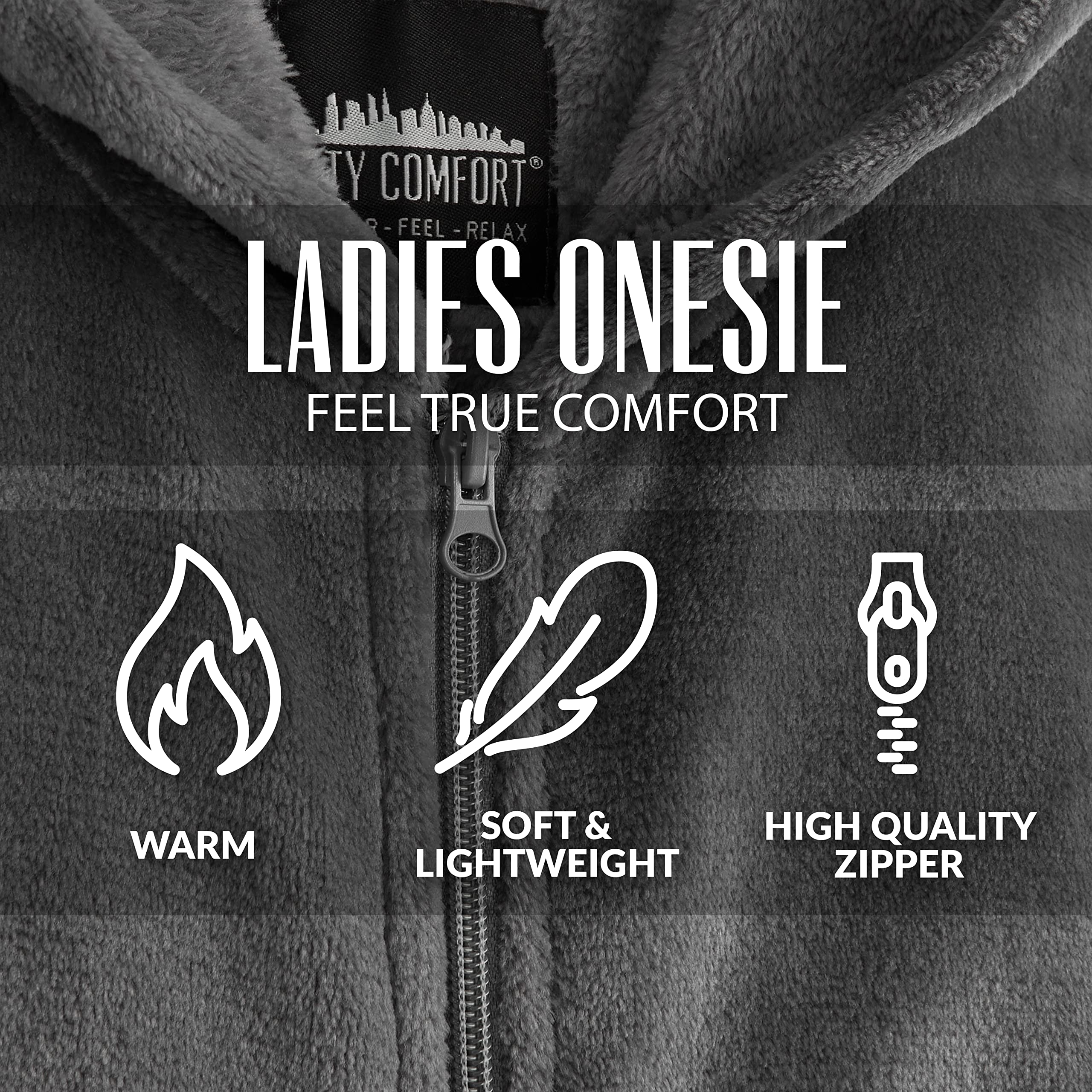 CityComfort Pigiama Intero Donna - Pigiamone Intero in Pile S-XL Caldo e Morbido