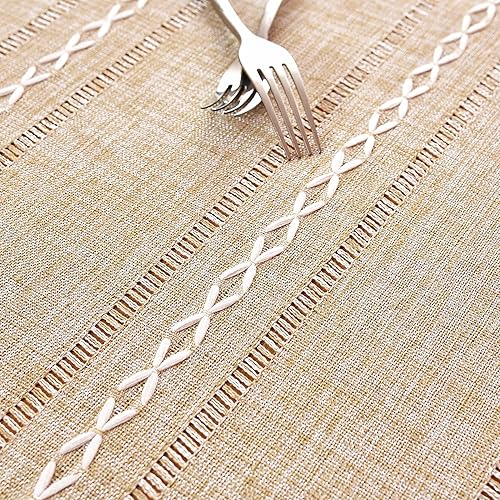 Miniatura 7 de Mantel rectangular rústico de lino de algodón bordado, mantel de primavera para cocina, comedor, fiesta, mantel para mesas rectangulares, 54 x 72